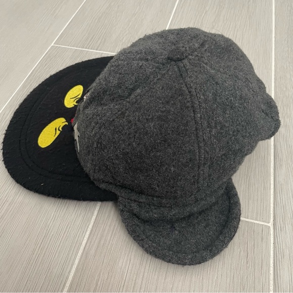 Disney Mickey Mouse Grey Black Ear Flap Fuzzy Hat - Picture 4 of 9